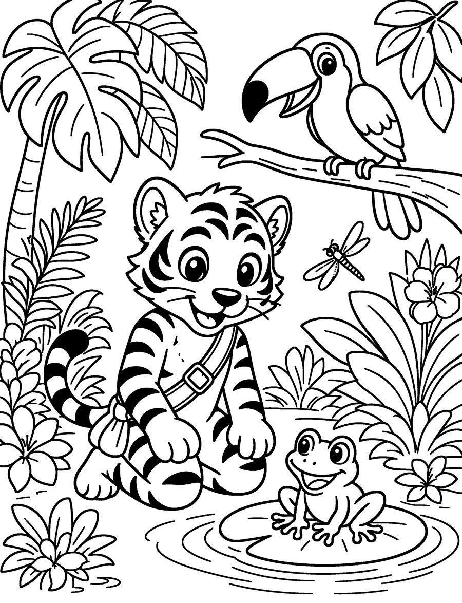 Sunny with a toucan and frog