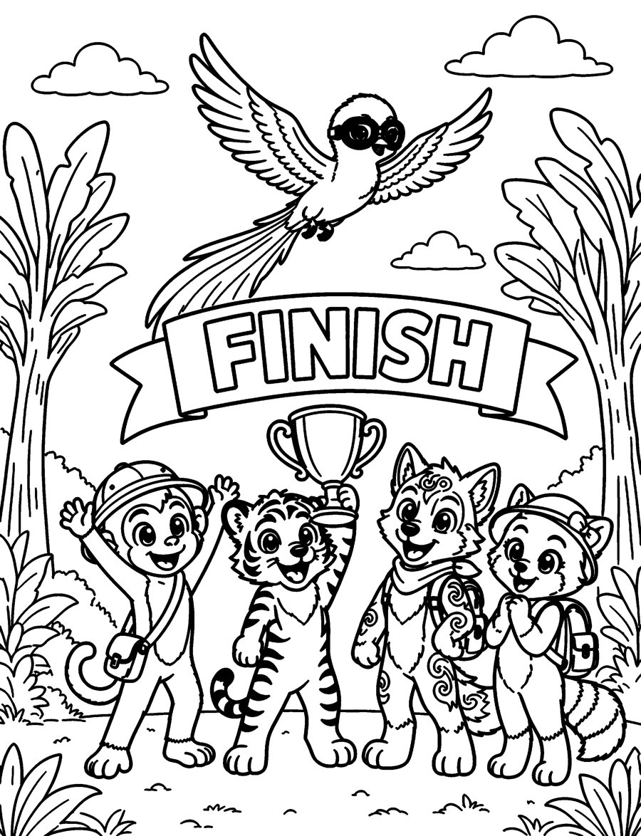 The Finish Line: Storm and friends race across the finish line together.